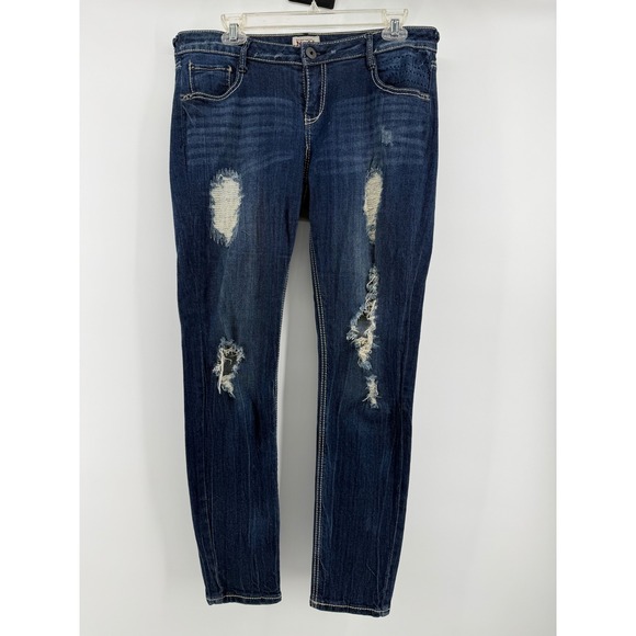 Mudd Denim - Y2K Mudd Womens Juniors Blue Distressed Skinny Jeans Ripped  Size 11 Length 29
